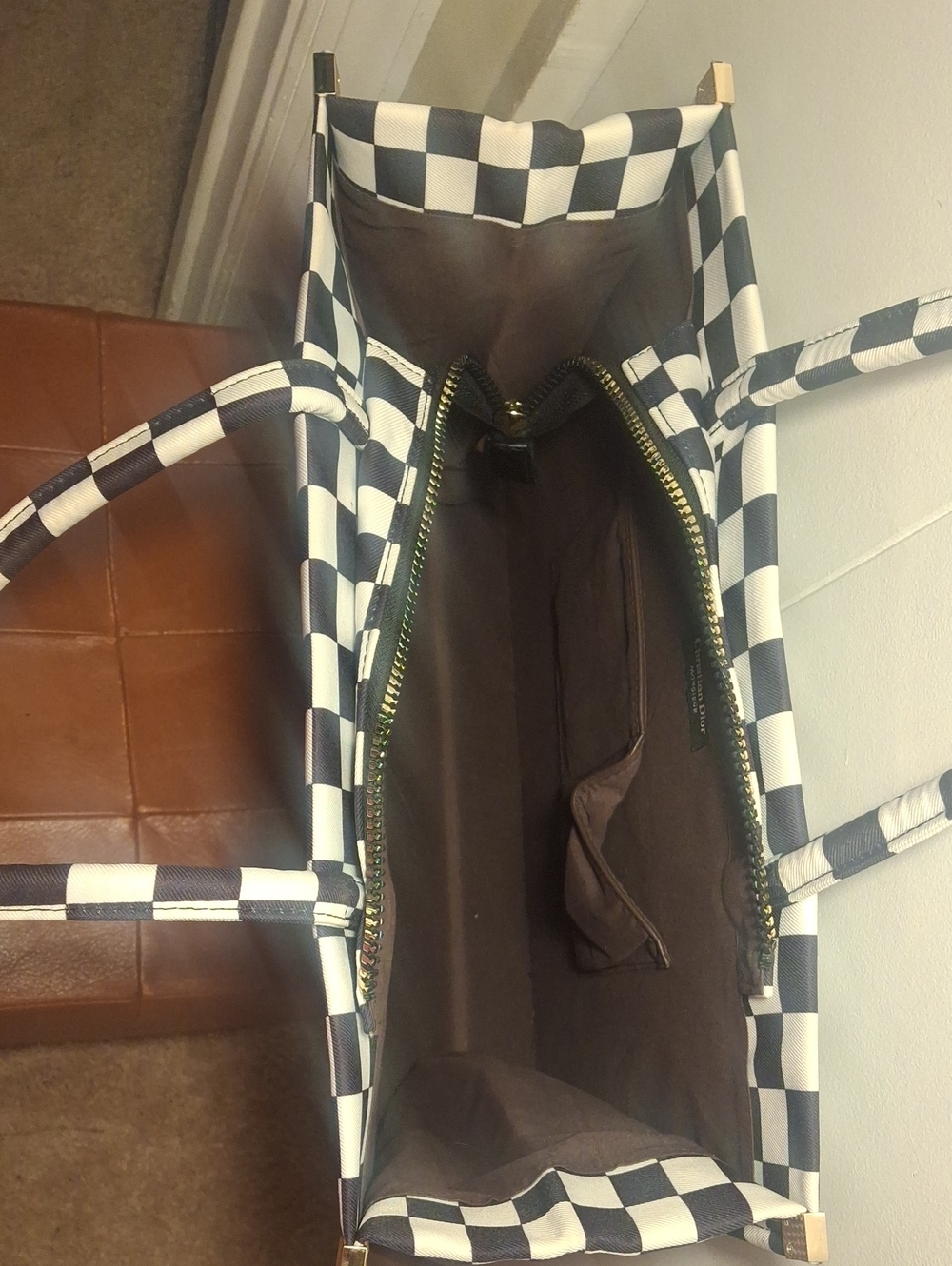 Upcycle Dior Checkerboard 'New York' Tote - Black & White - Picture 8 of 13